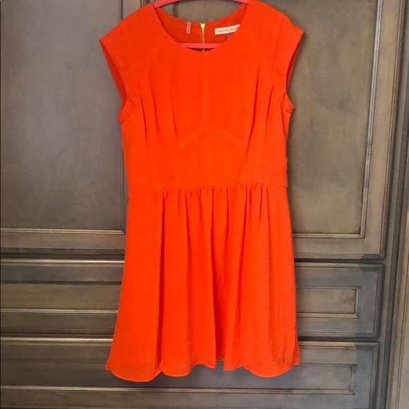 orange silk mini dress